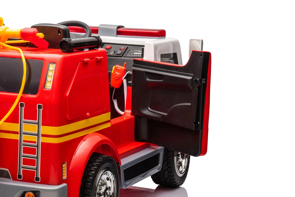 24V 2-Seater Ride-on Fire Truck with Remote Control, LED Lights, Water Gun B852