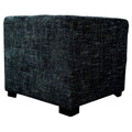 Black 4-Button Tufted Square Ottoman H33178