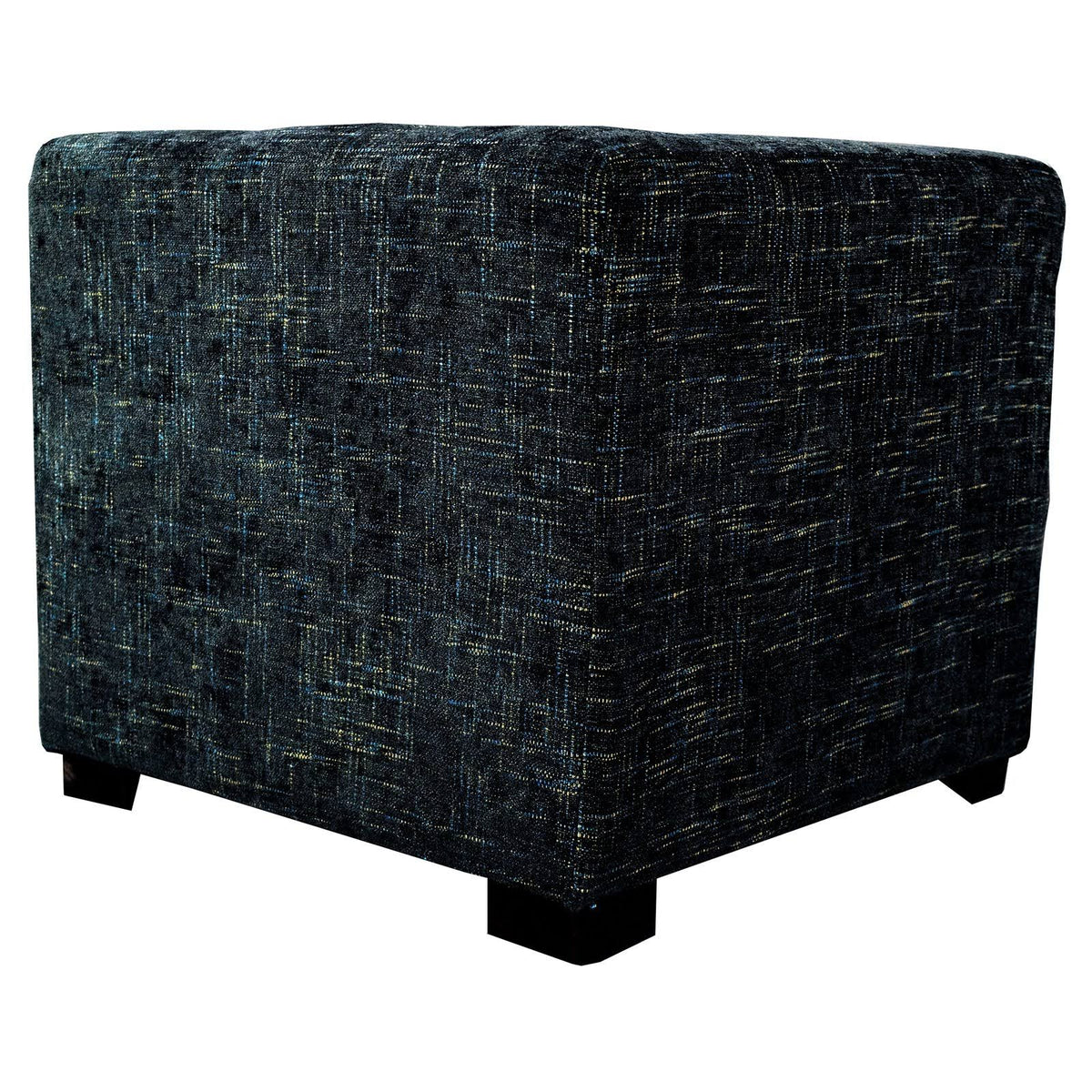 Black 4-Button Tufted Square Ottoman H33178