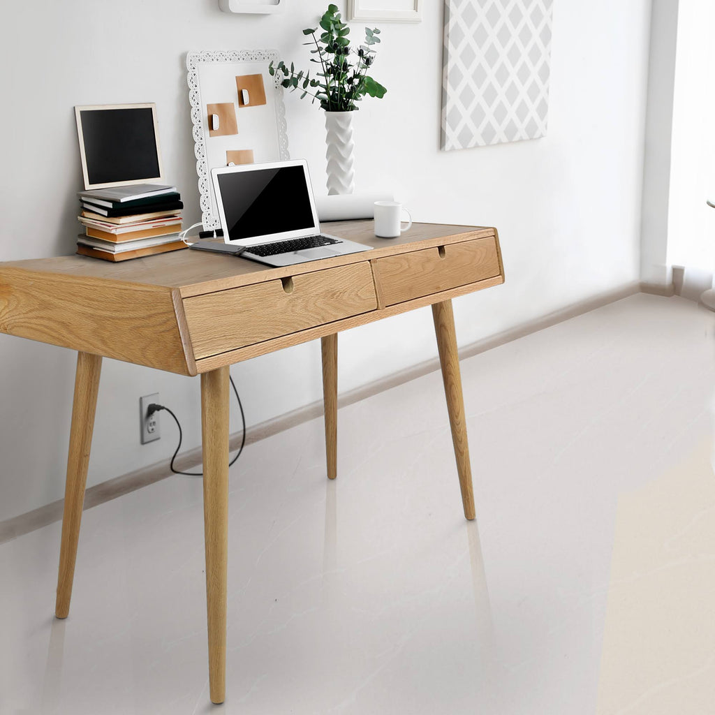 Solid American Oak Desk with USB Ports B96579