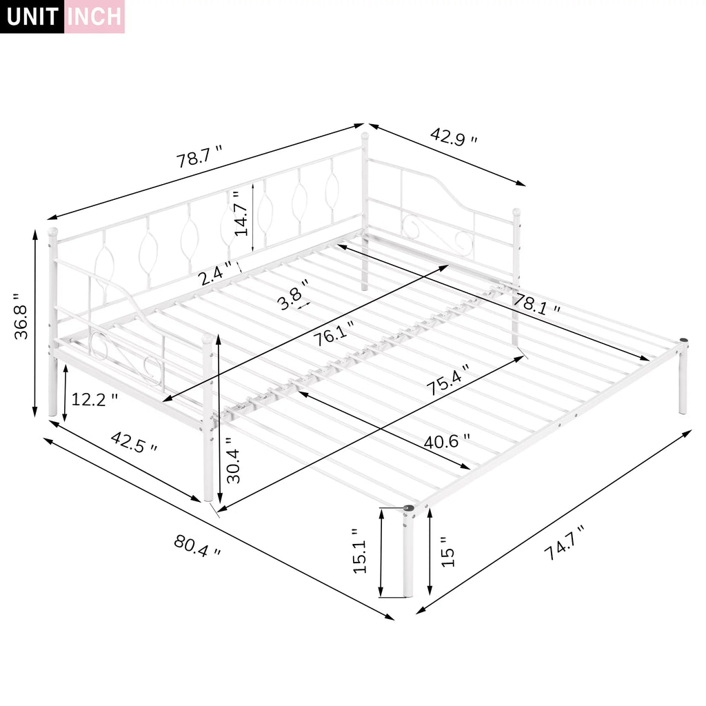 White Twin Size Metal Daybed with Trundle P82318