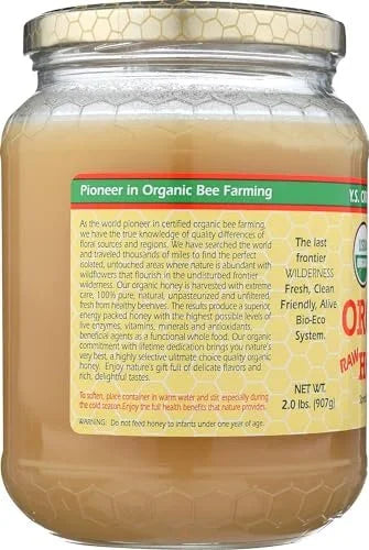 Certified Organic Raw Honey 32oz Pack of 2 S963