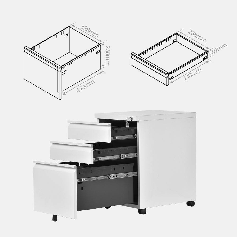 White 3-Drawer File Cabinet Storage Cabinet Q51872