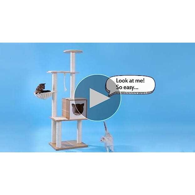 65 Tall Wood Cat Tree with Hammock B9733