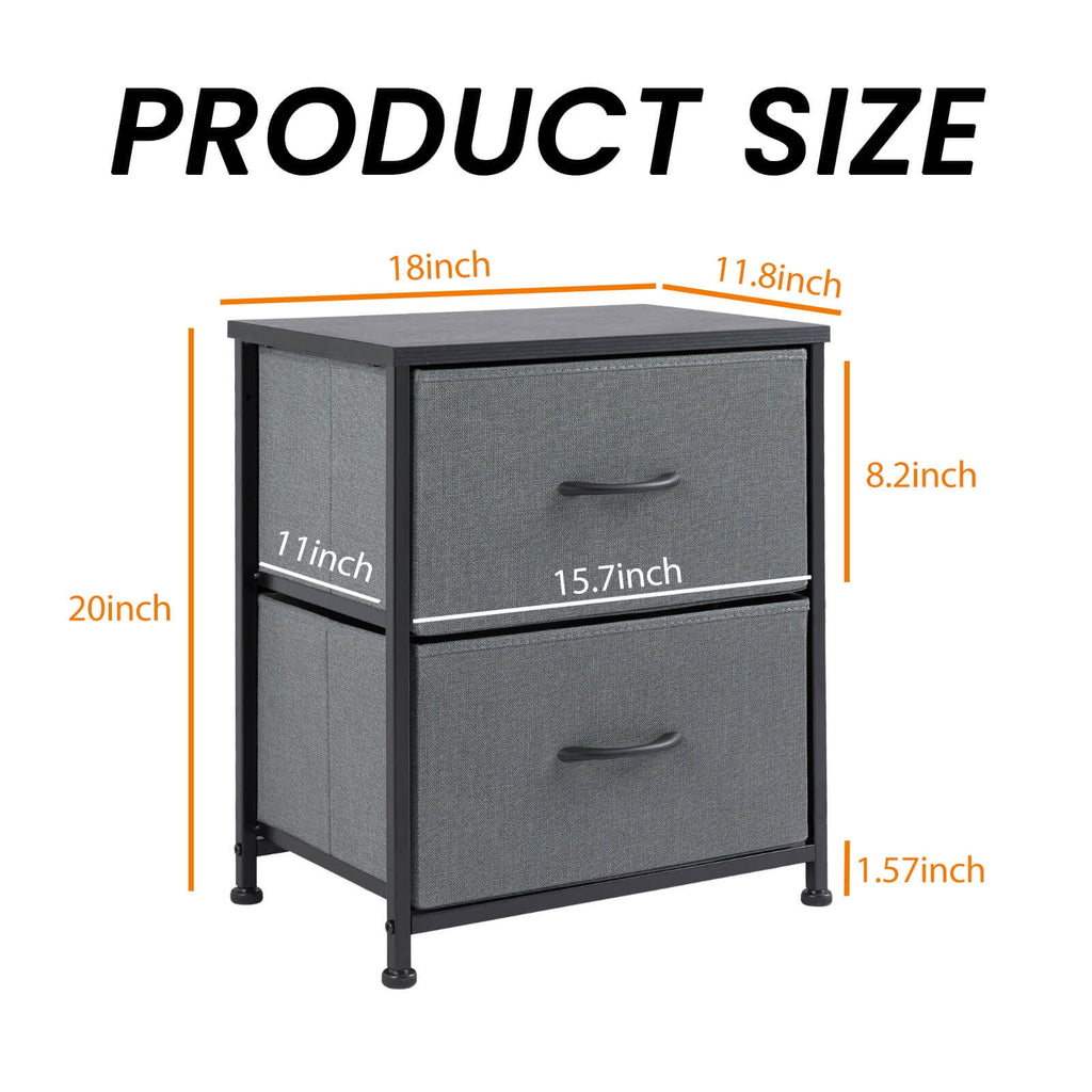 Wood Nightstand with 2 Drawers P102