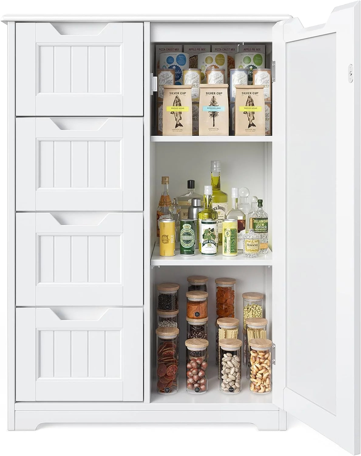 White 33" Wooden Storage Cabinet with 4 Drawers M24217