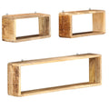 Solid Mango Wood 3 Piece Wall Cube Shelf Set J8520