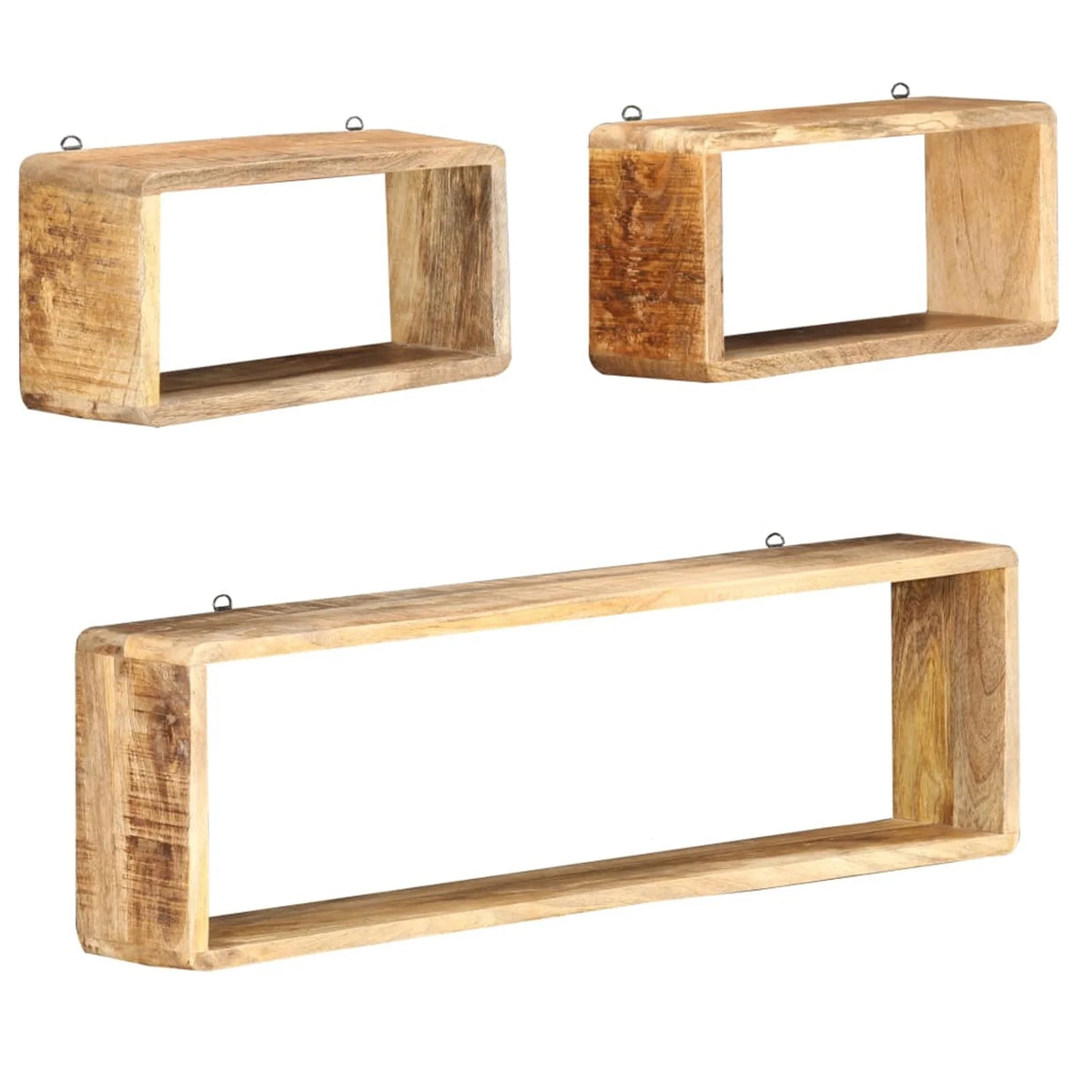 Solid Mango Wood 3 Piece Wall Cube Shelf Set J8520