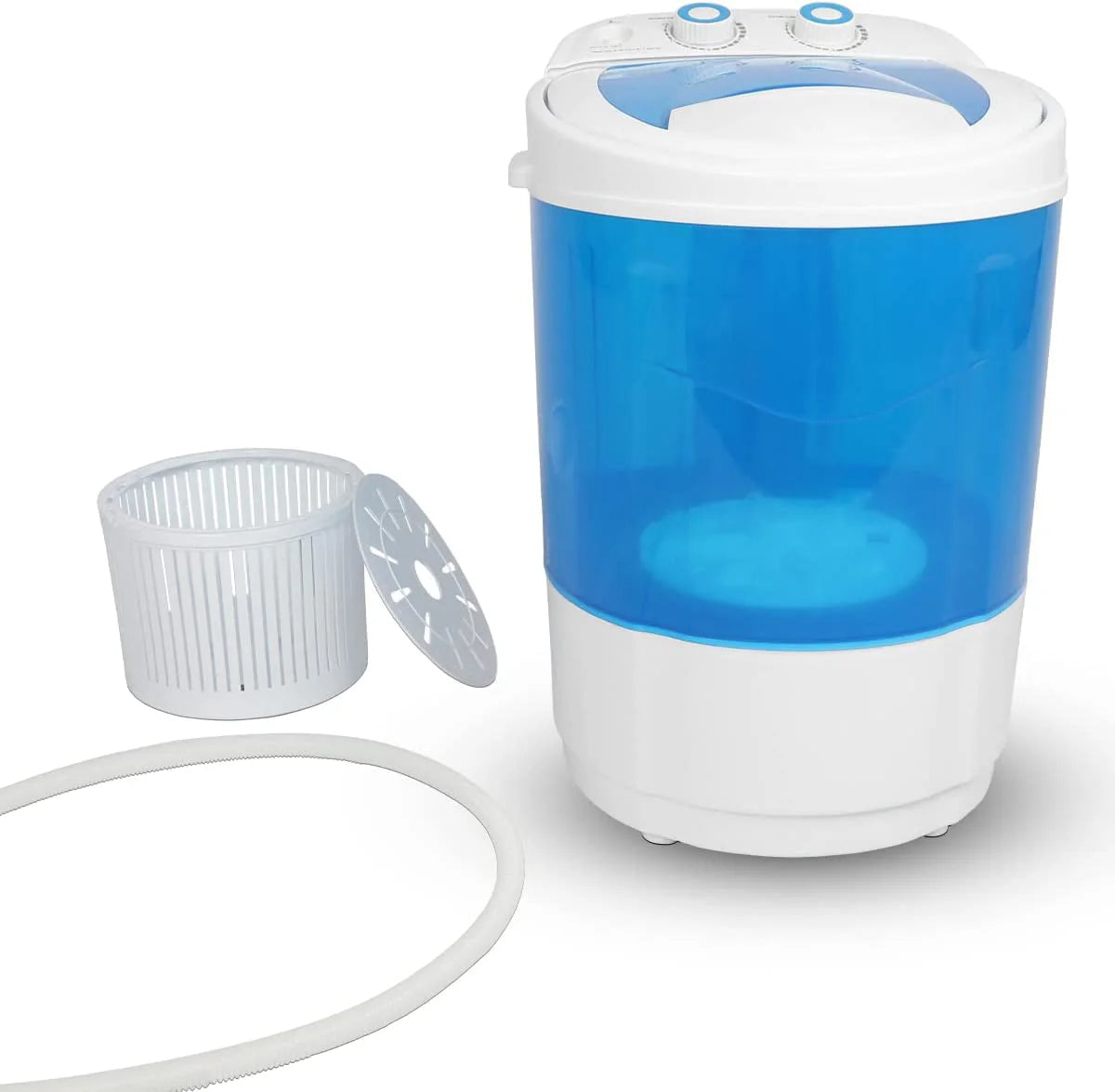 7.7lbs Mini Portable Washing Machine with Spiner Basket, Timer Control and Drain Hose, White D489
