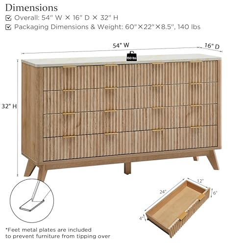 7 Drawer Wood Dresser with Faux Marble Top R194439