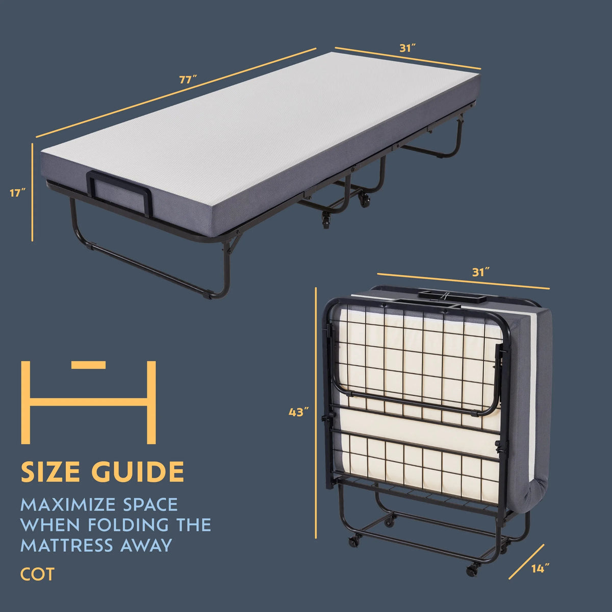 Folding Bed with Memory Foam Mattress Q526