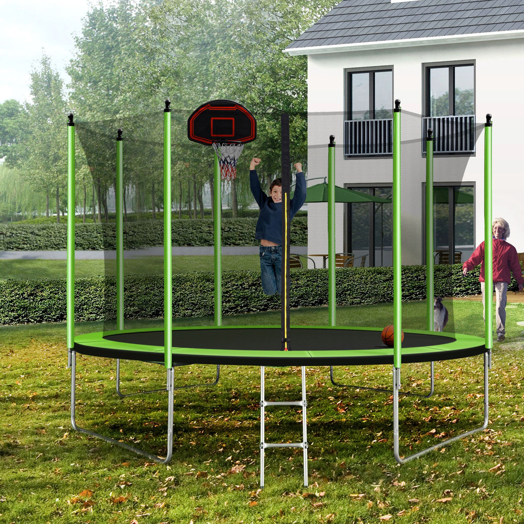 10FT Trampoline with Basketball Hoop and Ladder S43669