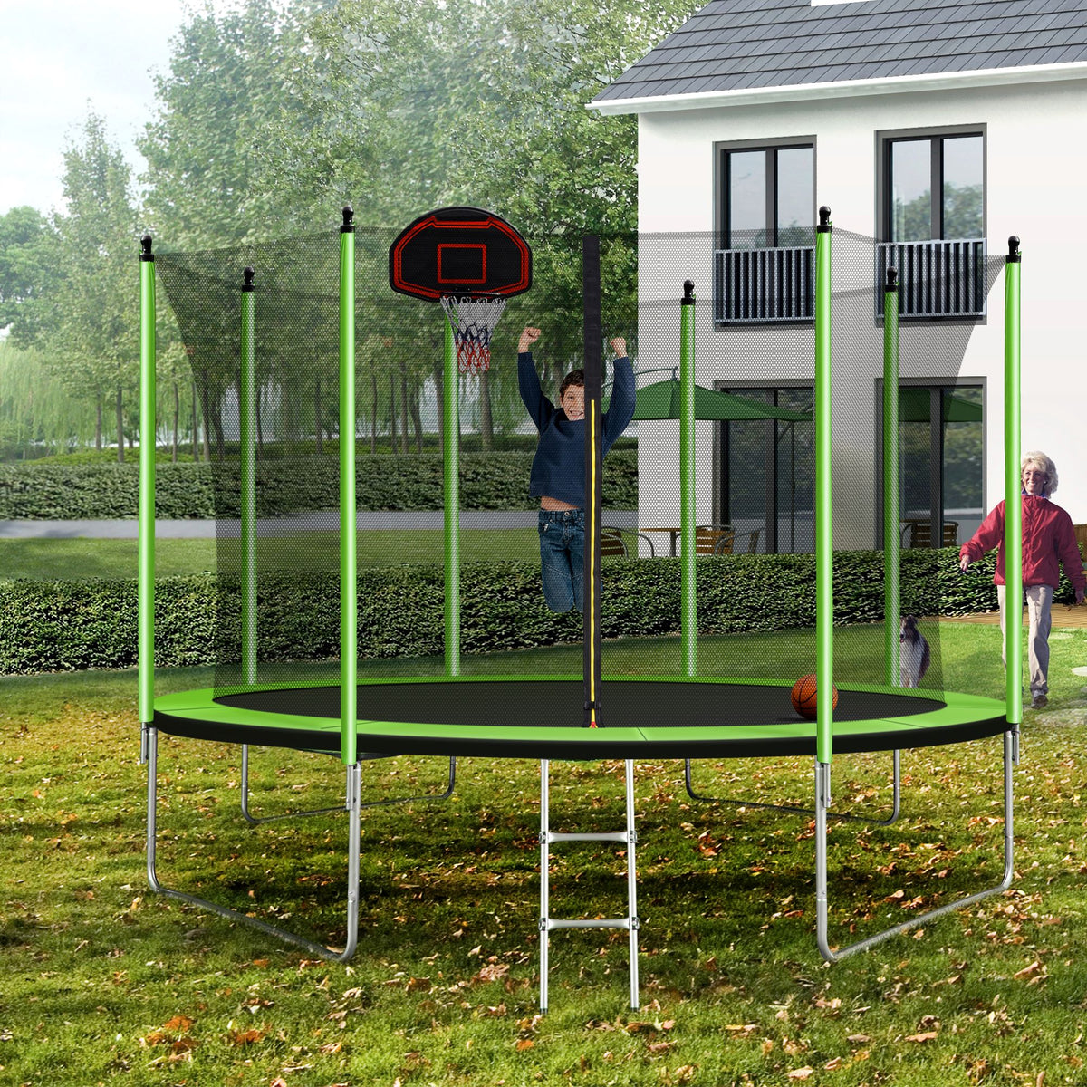 10FT Trampoline with Basketball Hoop and Ladder S43669