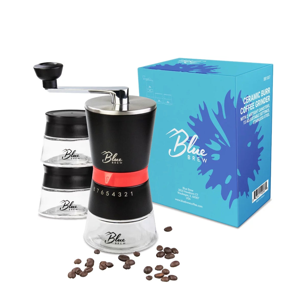 Manual Coffee Grinder with Conical Ceramic Burrs and 2 Airtight Glass Jars H8127