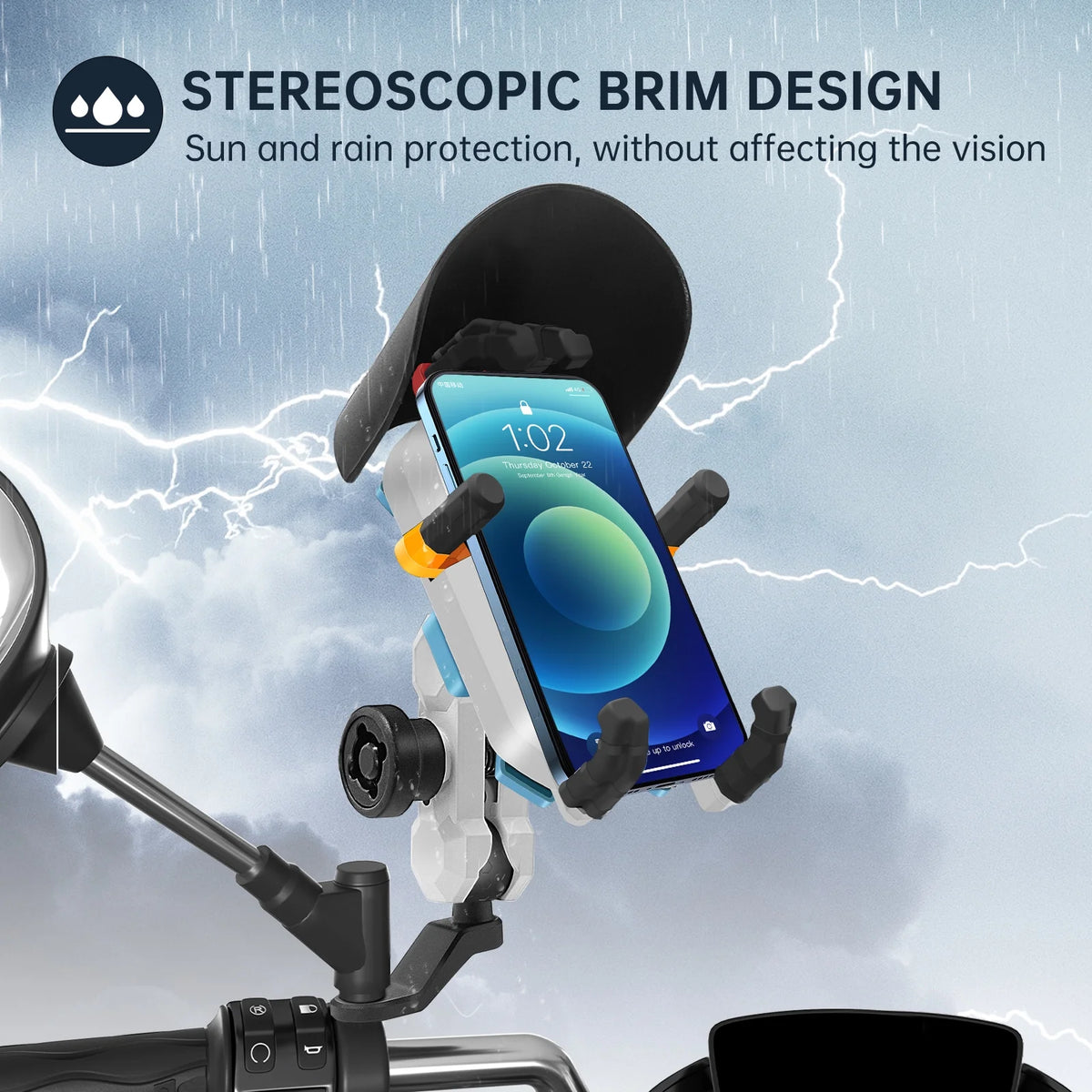 Waterproof Motorcycle Cell Phone Holder with 360° Rotation T310440
