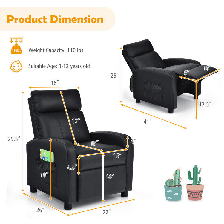 Ergonomic PU Leather Kids Recliner Lounge Sofa M676734