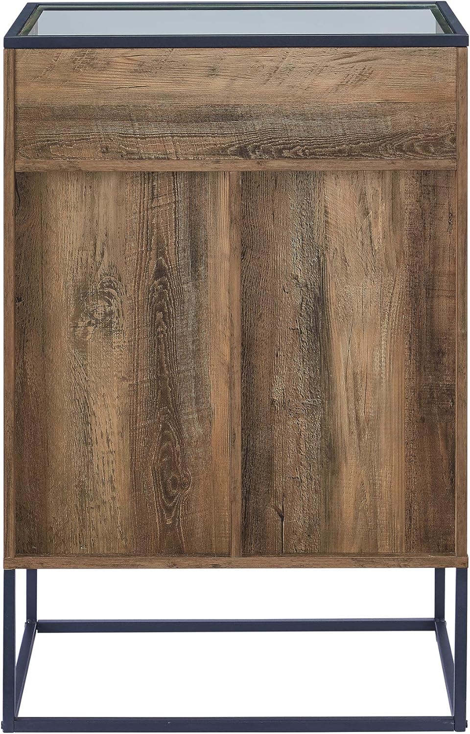 Rustic Oak Wood and Glass Bar Cabinet N1758
