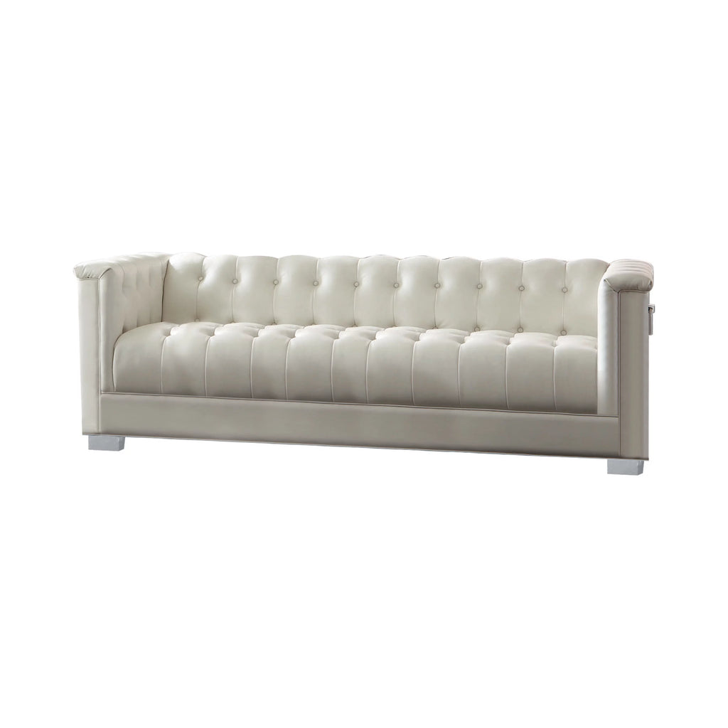 Pearl White Tufted Upholstered Sofa Y7972