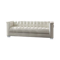 Pearl White Tufted Upholstered Sofa Y7972