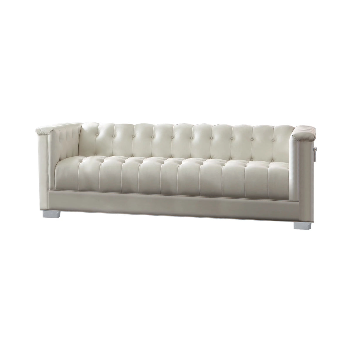 Pearl White Tufted Upholstered Sofa Y7972