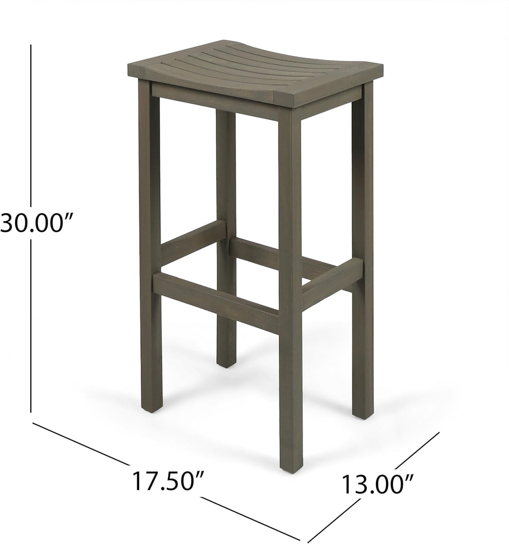 Grey Acacia Wood Barstools, 4-Pcs Set O113