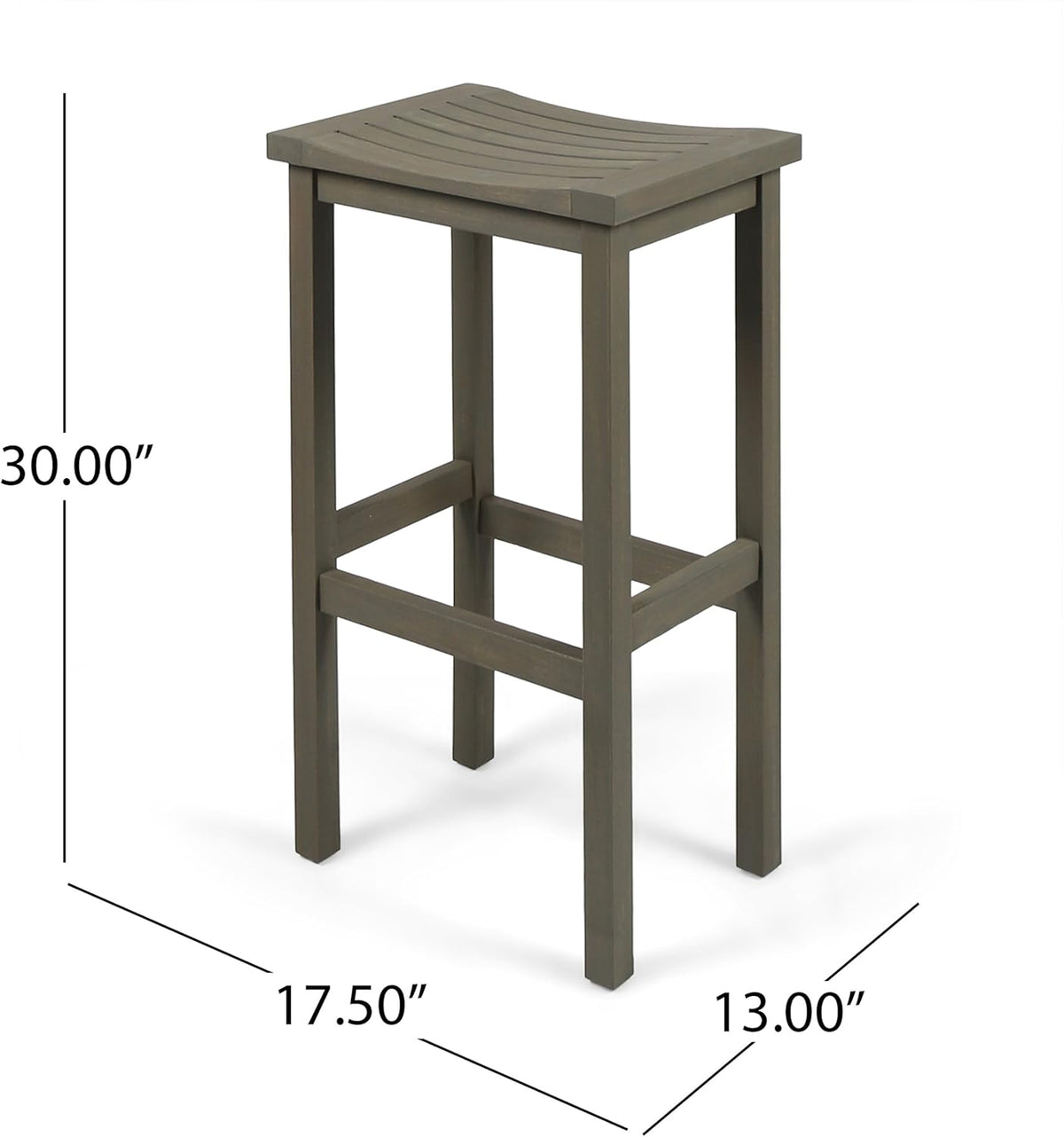 Grey Acacia Wood Barstools, 4-Pcs Set O113
