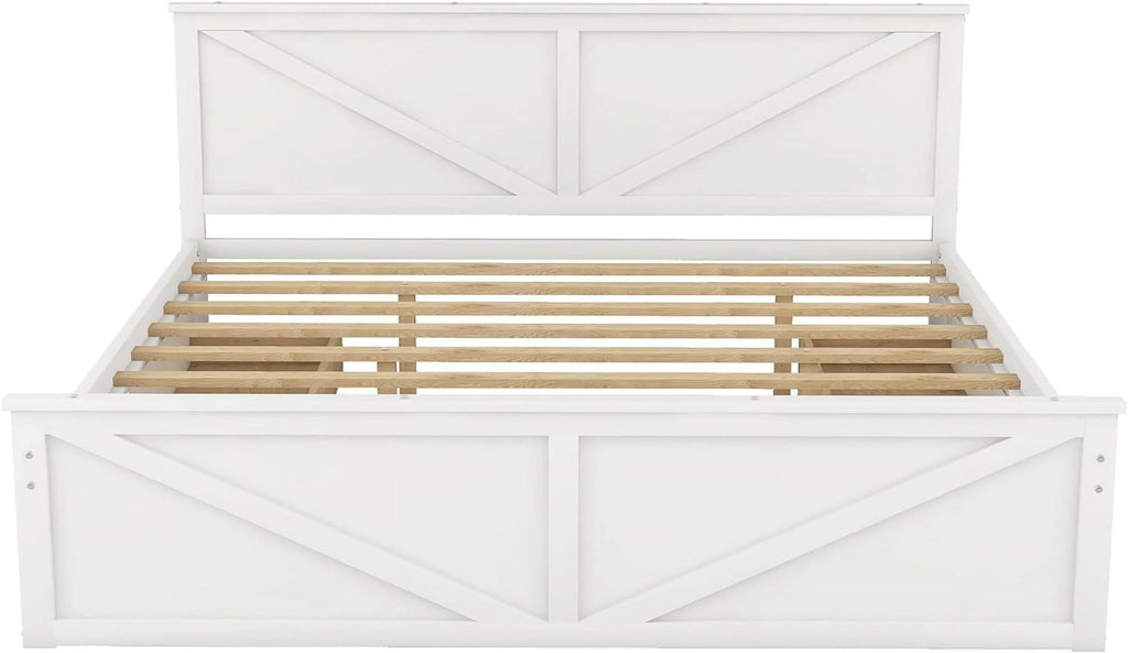 White Storage Bed with Headboard and 4 Drawers Q37084