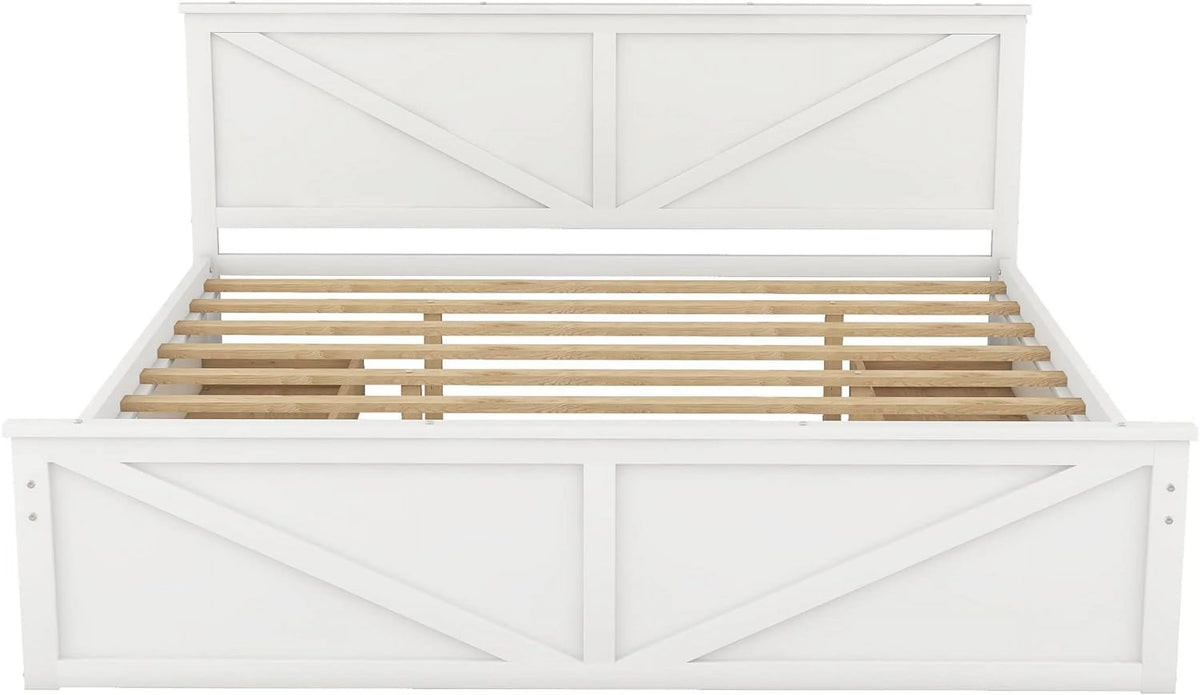 White Storage Bed with Headboard and 4 Drawers Q37084