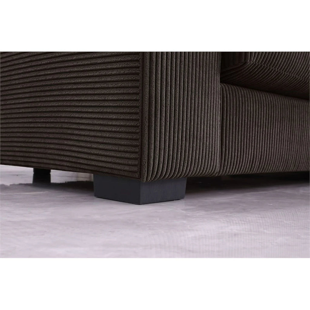 Brown Corduroy Upholstered Sectional Sofa with Chaise T72074