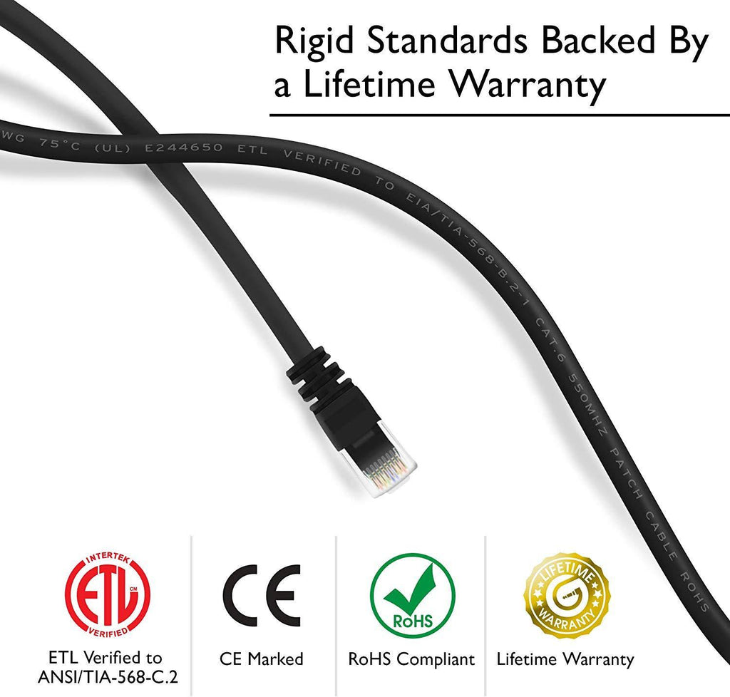 100-Pack Cat 6 Ethernet Cable 2 Feet Black J450439
