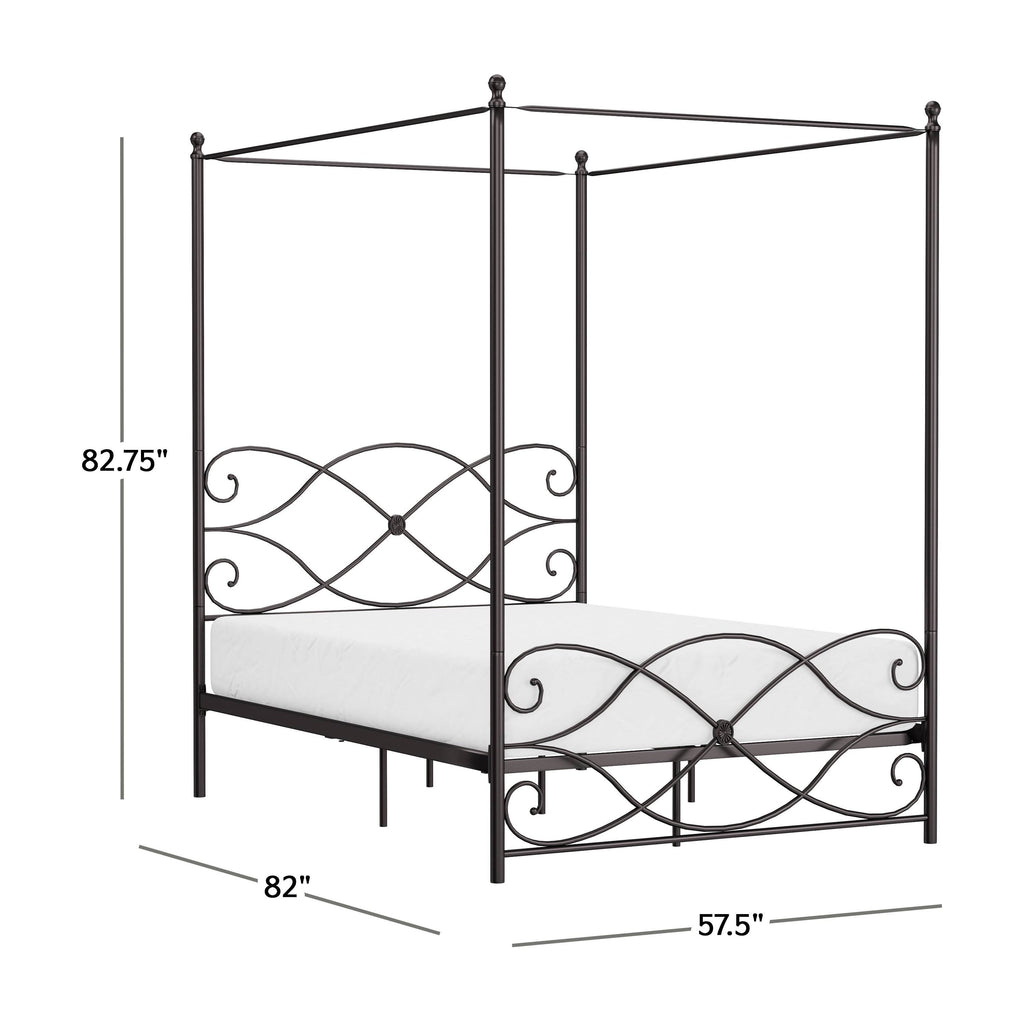 Oiled Bronze Metal Canopy Bed - Full T449