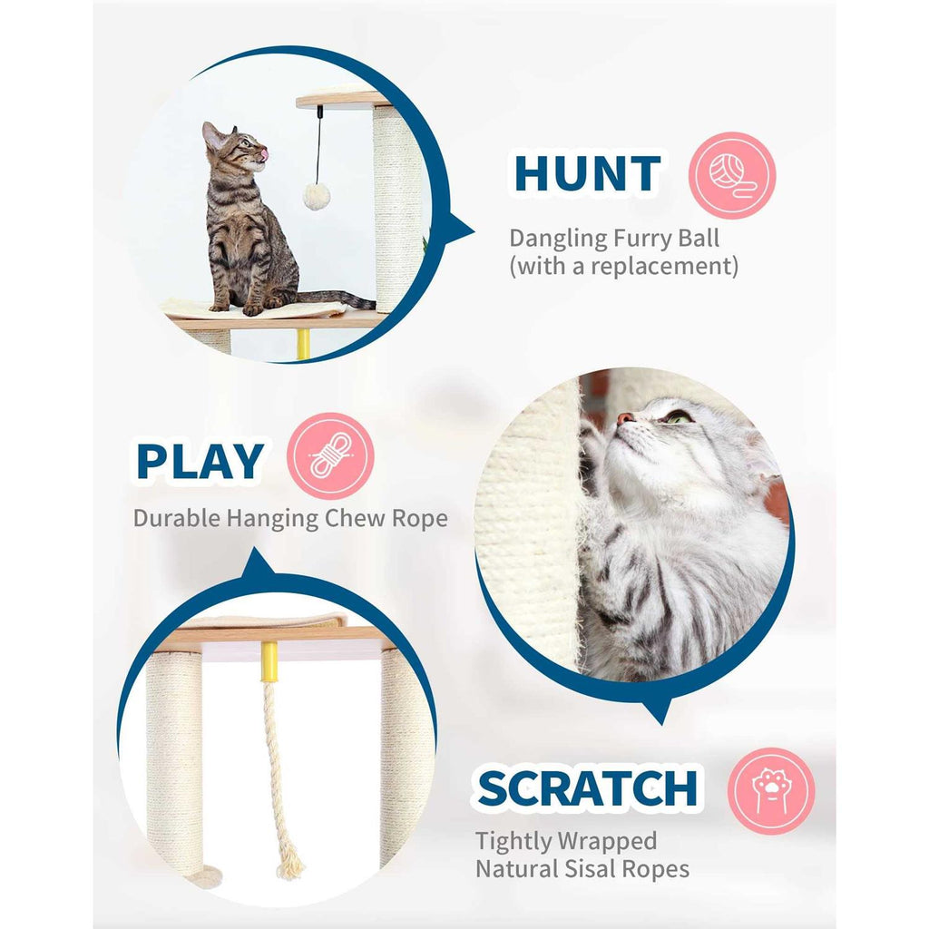 65 Tall Wood Cat Tree with Hammock B9733