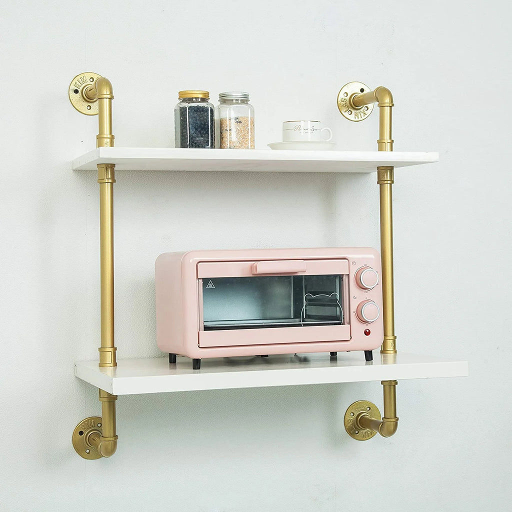 Industrial Retro Wall Mount Iron Pipe Microwave Oven Shelf Stand O9463