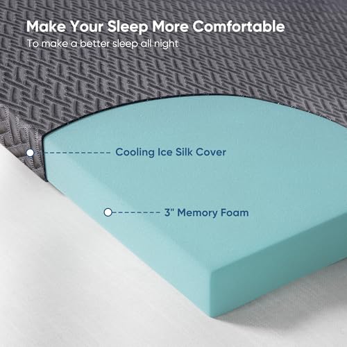 Memory Foam Mattress Topper Queen Size 3 Inch Gel Infused Cooling R311186