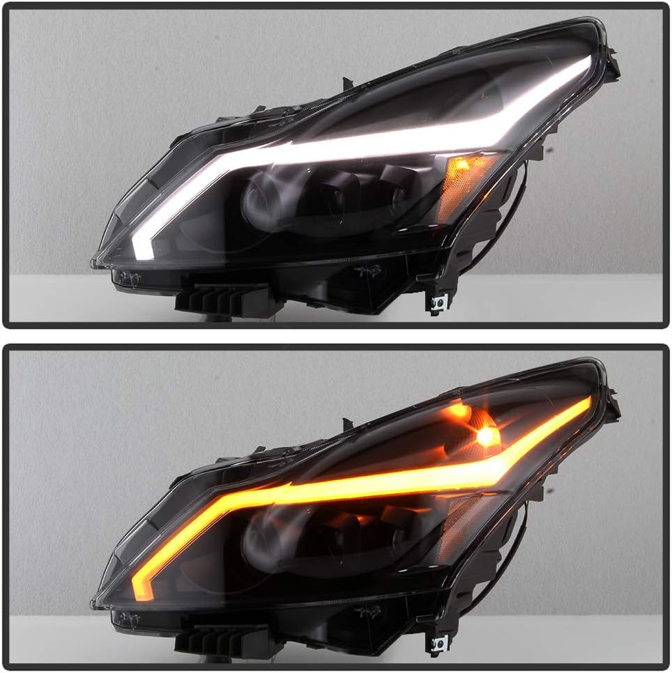 Black Smoke LED Tube Sequential Signal DRL Headlights Z7399