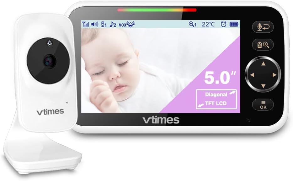 5" LCD Video Baby Monitor with Camera and Audio, Night Vision, Pack of 2 E705389