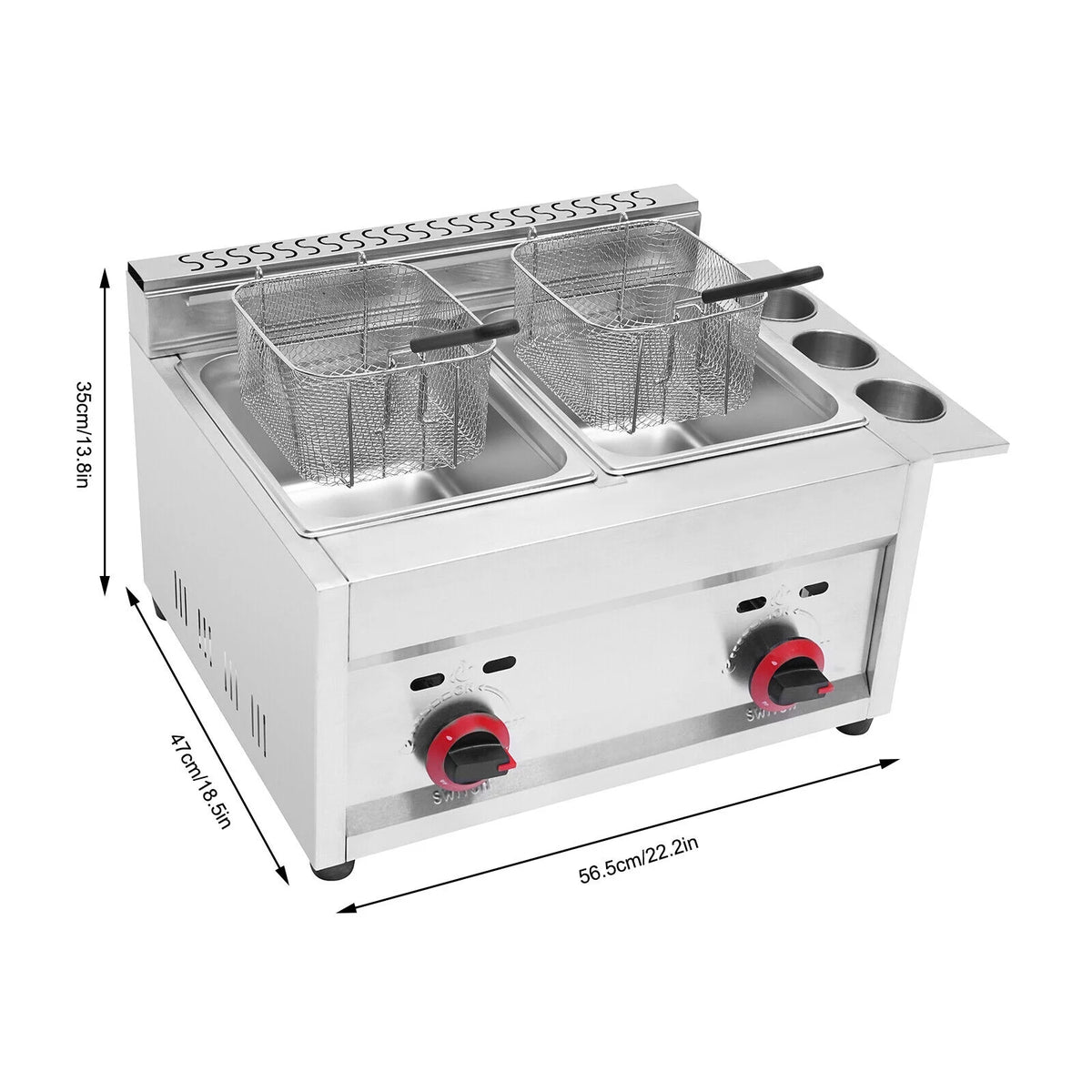 6L*2 Stainless Steel Commercial Countertop Gas Deep Fryer with 2 Basket N812