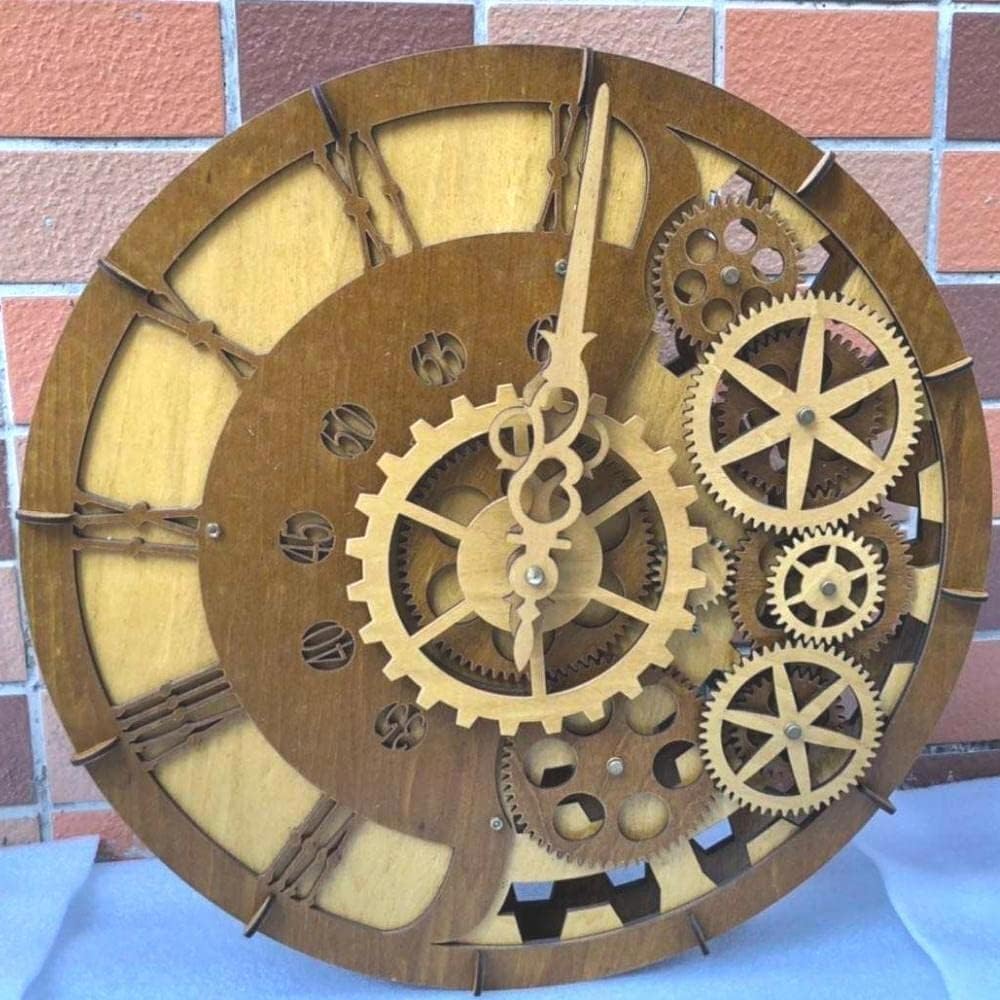 15 Inch Industrial Wall Clock with Moving Gears Q98344
