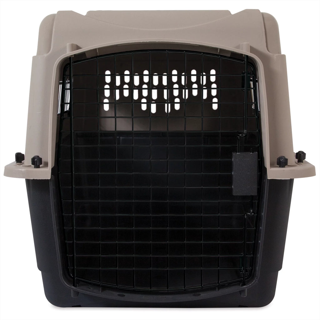 Plastic Travel Dog Kennel 28" Taupe/Black C80866