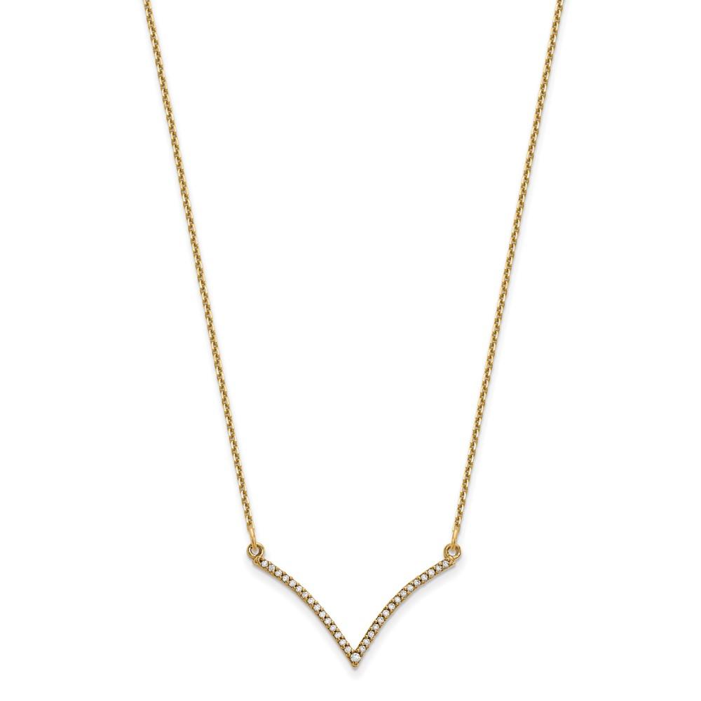 14K Yellow Gold Diamond V Necklace U5809