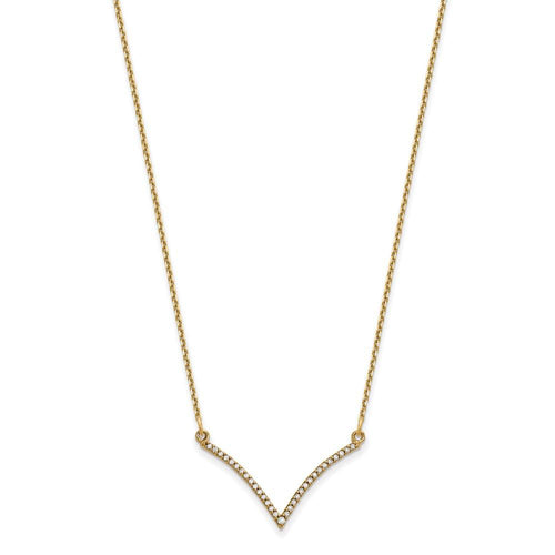 14K Yellow Gold Diamond V Necklace U5809