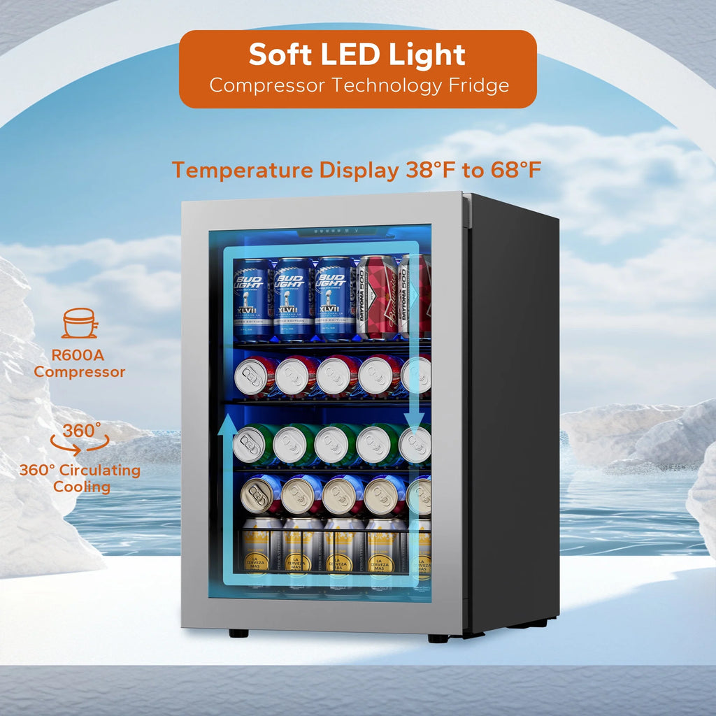 160 Can Freestanding Beverage Refrigerator with Glass Door U44378
