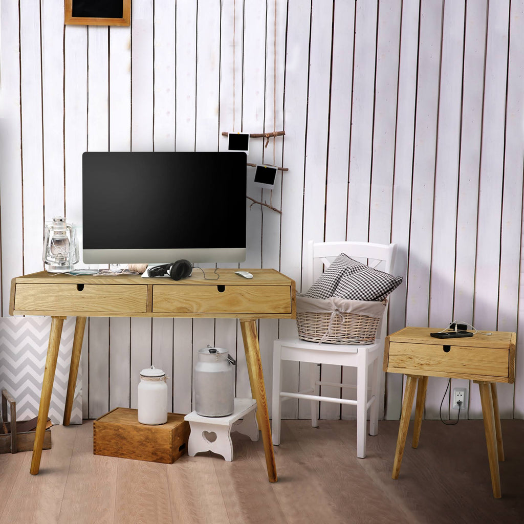 Solid American Oak Desk with USB Ports B96579