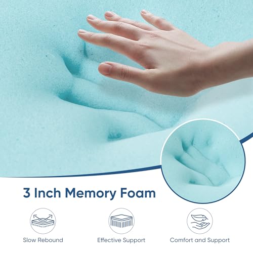 Memory Foam Mattress Topper Queen Size 3 Inch Gel Infused Cooling R311186