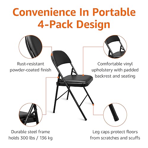 Black Vinyl-Padded Metal Folding Chairs 4-Pack Q19869