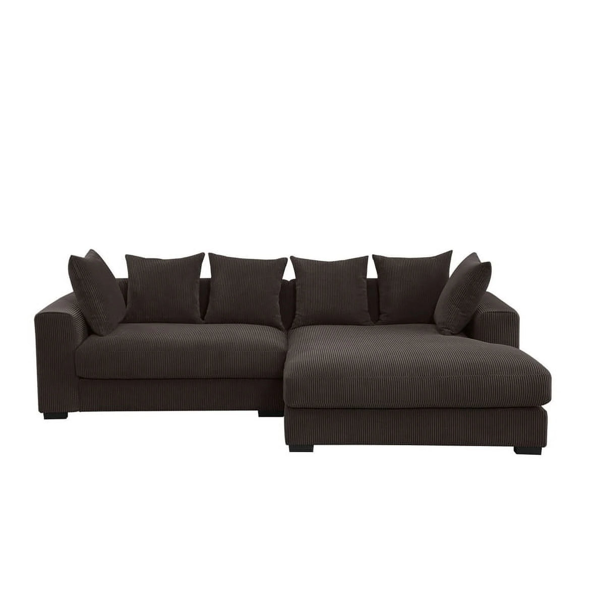 Brown Corduroy Upholstered Sectional Sofa with Chaise T72074