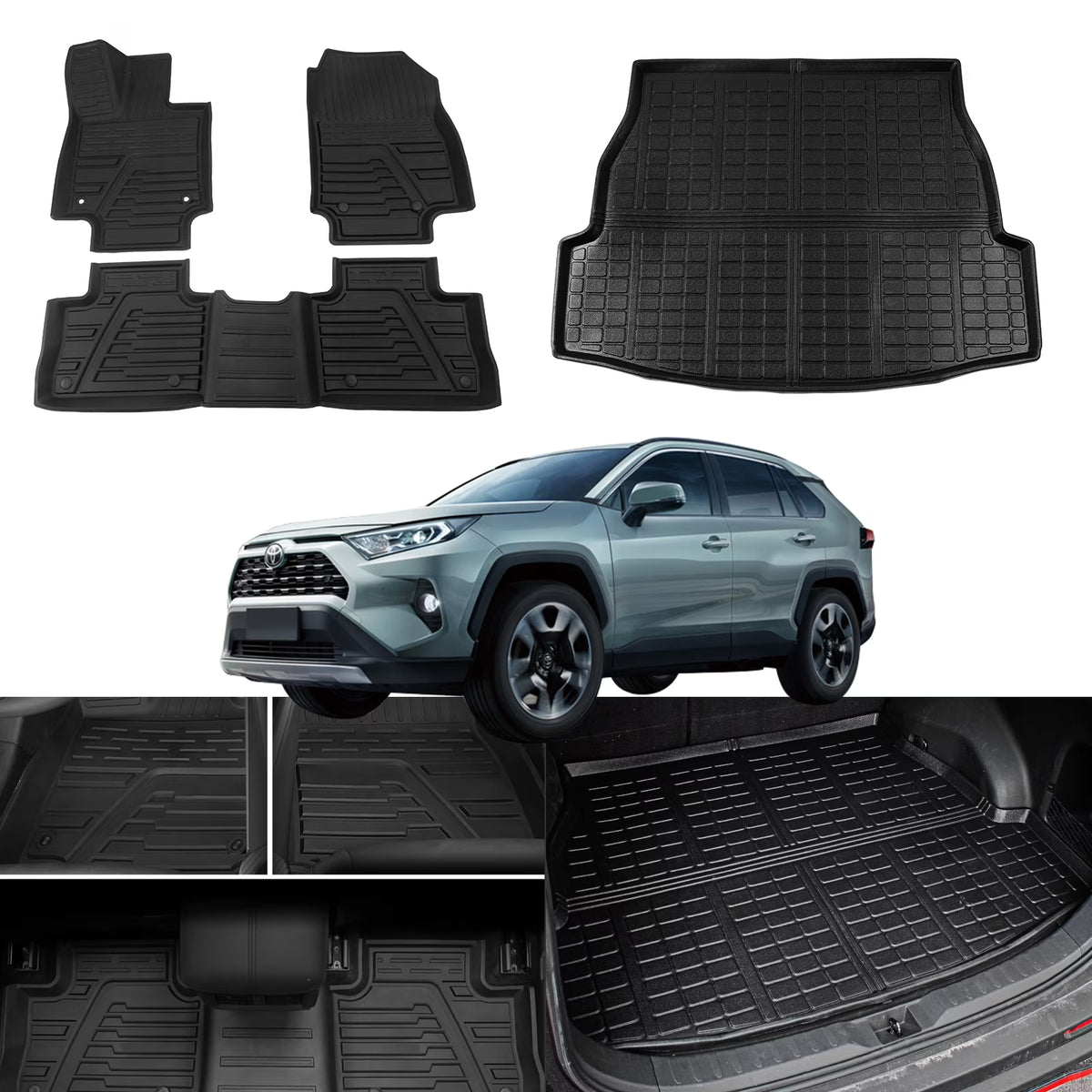 TPE Cargo Liner Trunk Floor Mats for Toyota Rav4 (Set of 4 Mats) P690