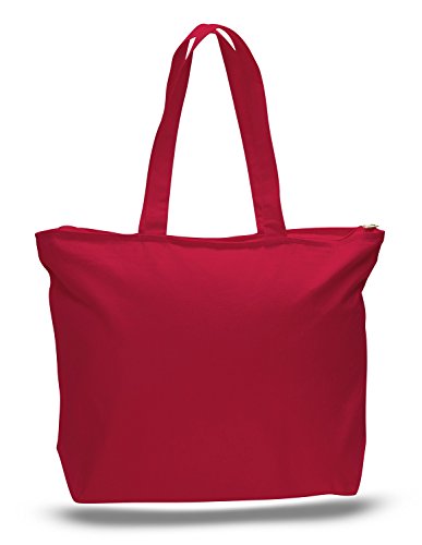 6 Pack Large Canvas Tote Bag with Zippered Closure Q996949