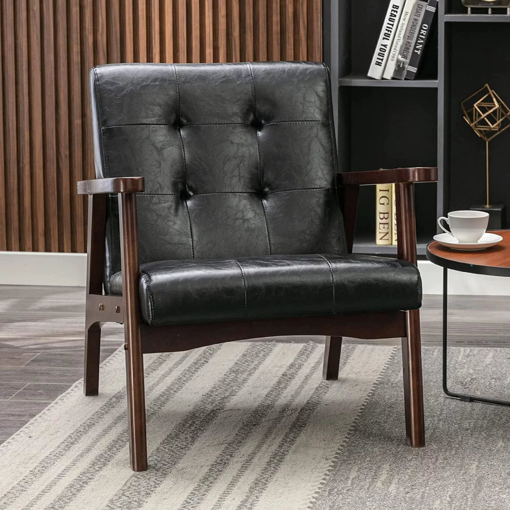 Black Leather Upholstered Accent Chair L360565