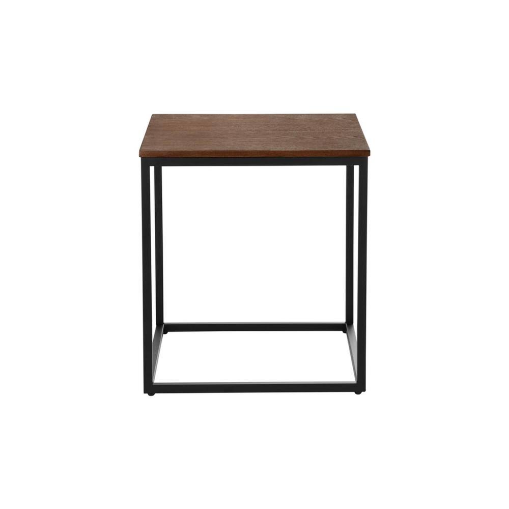 Black Metal End Table with Haze Wood Finish Top D784430